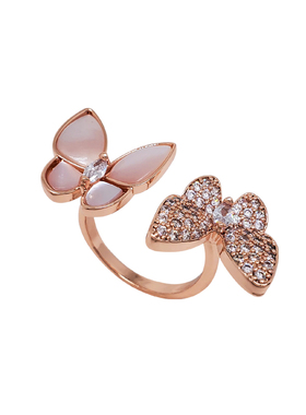 轻奢蝴蝶戒指仙气猫眼石感网