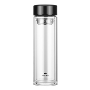 明霞双层玻璃杯大容量透明加厚水杯男士茶杯办公杯家用防爆水杯子