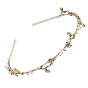 包邮女神巴洛克奢华希腊风复古金属感树叶水钻珍珠细发箍头箍发饰