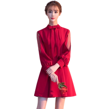 新娘小个子2020新款气质红色晚礼服1