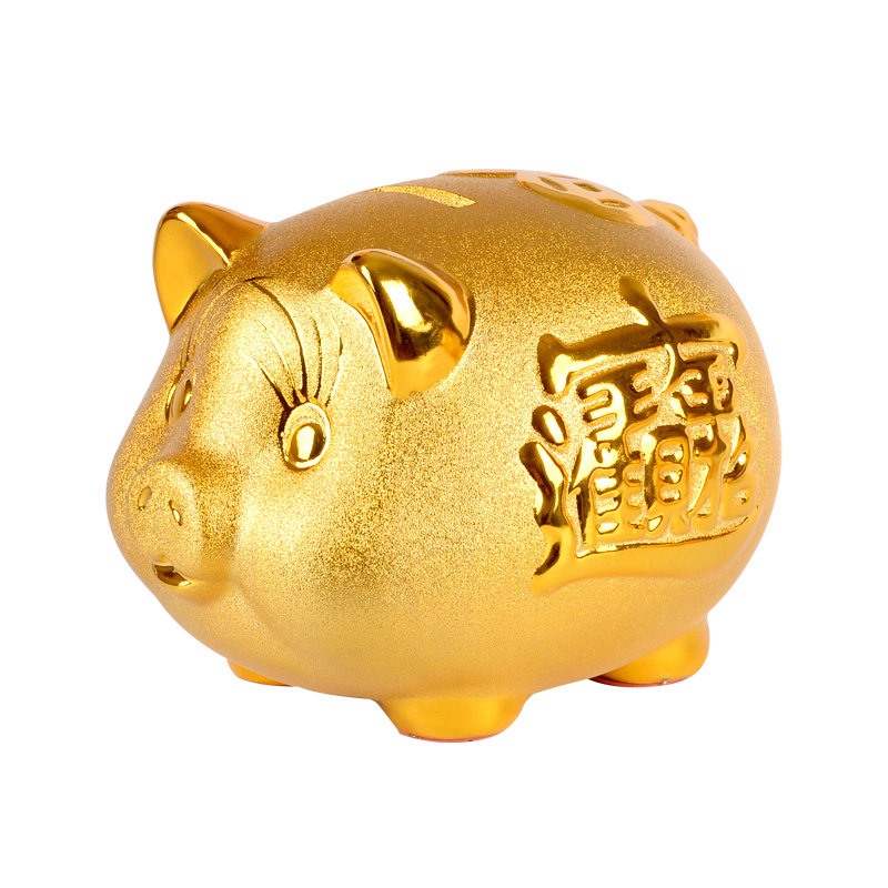 金猪存钱罐陶瓷招财摆件
