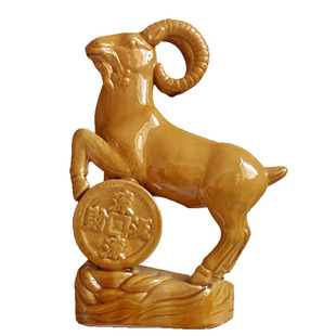 金钱羊陶瓷羊摆件唐三彩羊生肖羊家居摆设商务礼品工艺品招财进宝