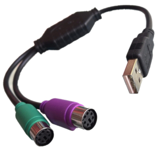 USB公转双PS2母圆头转接头 鼠标键盘扫码枪KVM切换器6针转换f器