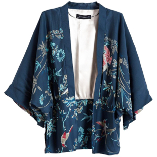 和风短外套女夏复古宽松显瘦印花开衫蝙蝠衫日式和服女外套防晒衫