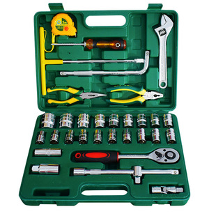 大飞1/2棘轮快速扳手弯杆L杆短套筒五金维修工具组合套装工具箱