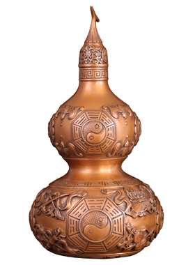 徽匠铜韵紫铜八卦葫芦摆件