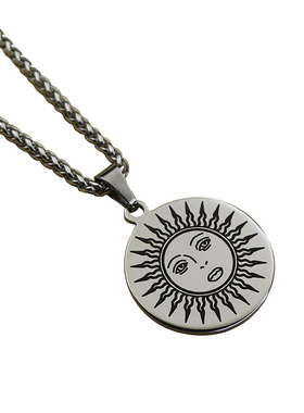 太阳神项链圆牌吊坠可刻字朋克