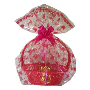 水果礼品篮加厚包装袋礼物包装袋水果篮透明包装袋子包装彩带拉花