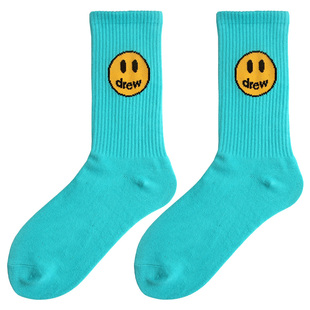 DrewHouse笑脸袜子男女justinbieber比伯同款中筒袜ins潮牌街头