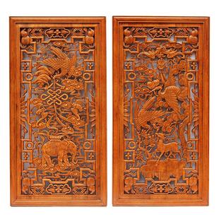 实木玄关镂空墙壁装饰东阳木雕刻客厅挂件家居中式挂屏 工艺礼品