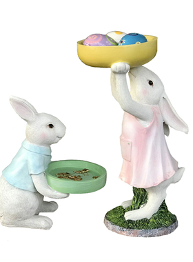 夕阳外单田园风树脂兔子摆件礼物