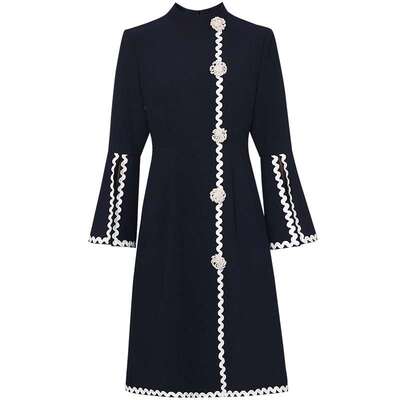 小香风气质修身A字裙裙子收腰显瘦中长款连衣裙女装秋2025新款