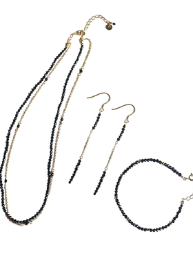 纯银黑色珠子显白chic风手链