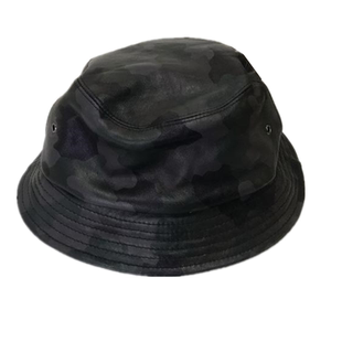 迷彩色头层绵羊皮渔夫帽盆帽头层真皮男女通用帽子出口日本剩余