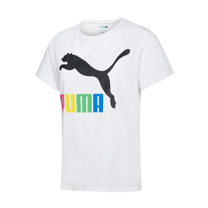 亏本清仓 彪马PUMA 彩虹字母大logo纯棉女子运动T恤短袖596512 92