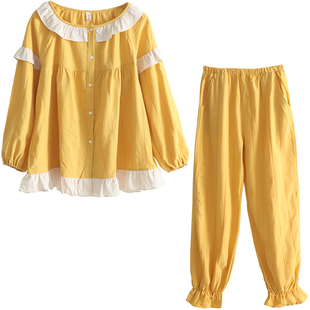 Bananagirl韩版情侣睡衣纯棉春季长袖女春秋全棉薄款新款家居服男