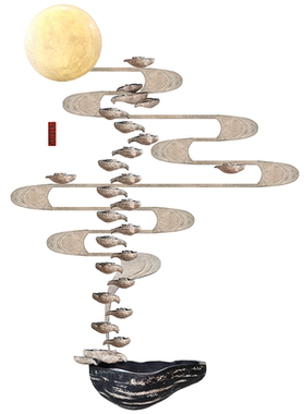 新中式客厅装饰壁饰流水喷泉造景