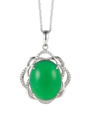 绿玉髓绿玉髓天然冰种白金项链坠