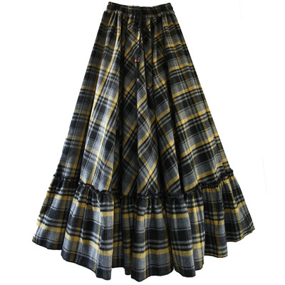 荷叶边大摆裙长款羊毛呢秋冬加厚