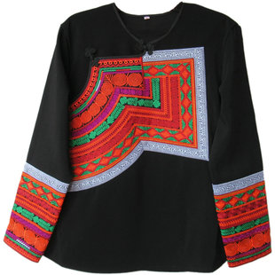 凉山彝族服饰美姑款彝族衣服男士上衣传统衣服机绣款情侣衣服男装