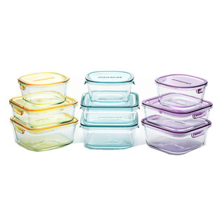 新款 日本怡万家iwaki耐热玻璃保鲜盒大容量饭盒微波炉烤箱9件套