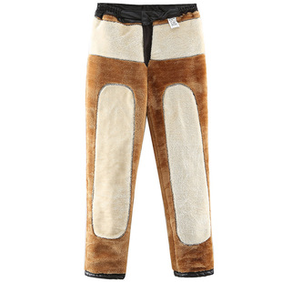 冬季男士皮裤加绒加厚摩托车防水防风宽松外卖骑行中年护膝男棉裤