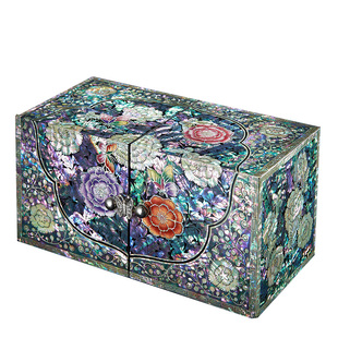 螺钿漆器首饰盒子实木质复古情人节礼品中式公主送女友多层收纳盒