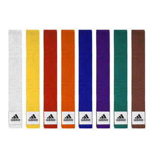 adidas阿迪达斯空手道跆拳道柔道道带白黄红橙蓝紫绿棕腰带可绣字
