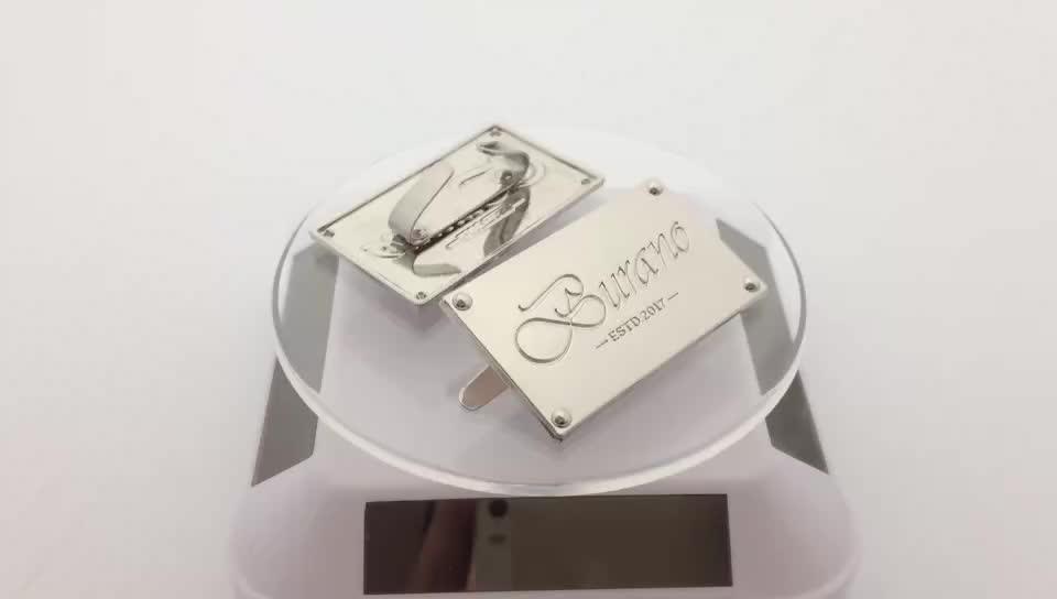 Handbag Hardware Designer Custom Stamping Metal Logo Plate For Bag