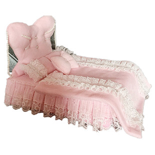 20cm娃用床6件套定制bjd双人床品8/12分拖鞋地毯娃屋家具ob11娃床