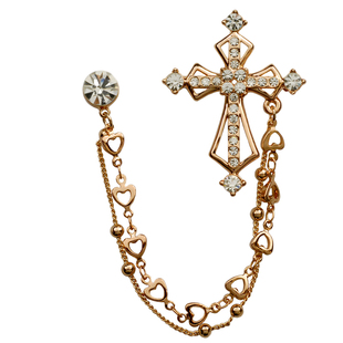 胸针男 胸花别针韩国西装日韩徽章英伦配件韩版双链十字架胸针