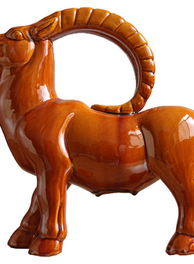 陶瓷羊摆件唐三彩羚羊生肖羊家居酒店装饰品收藏艺术品礼品旺财羊