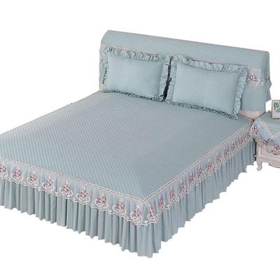 欧式纯色夹棉床裙床罩套床单床笠
