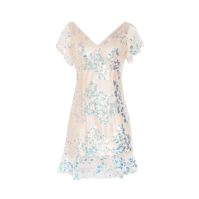 亮闪闪亮片连衣裙2021黑色短款女