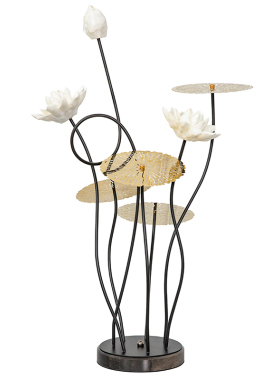 新中式禅意莲花摆件高档茶室摆设