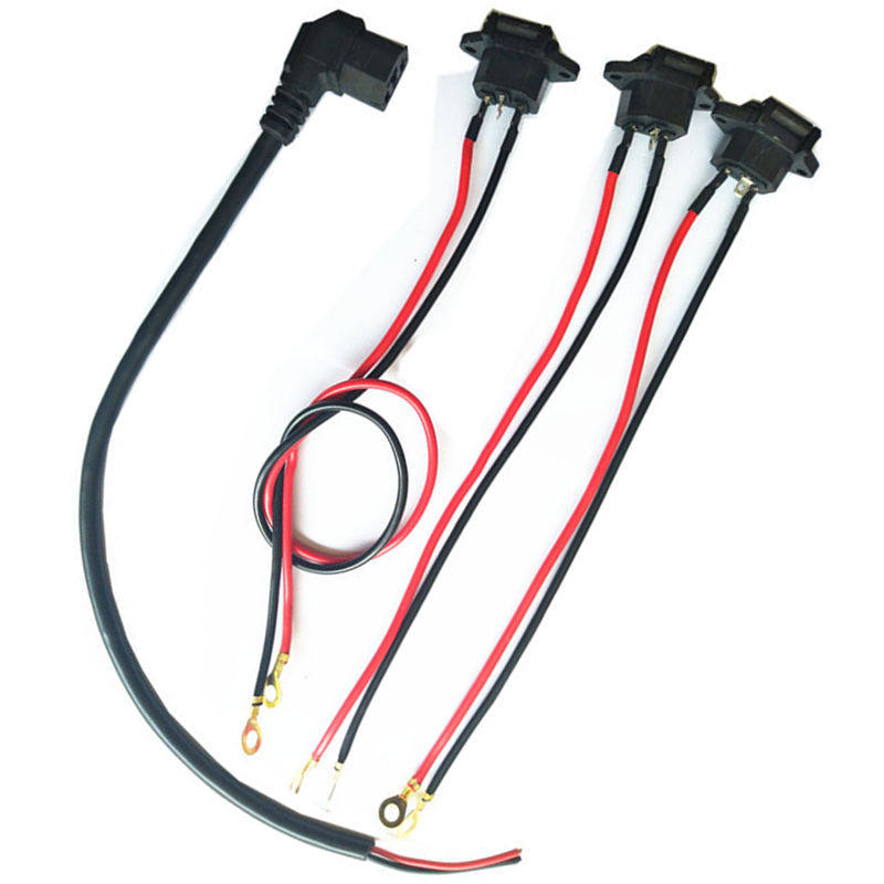 电动车T型弯头电源线插头品字三竖充电口一横两竖插座带盖纯铜线