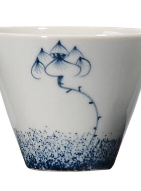 青花仿古工夫闻香日式风品茗杯