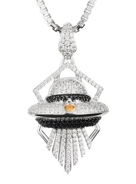 银镶菱形吊坠项链嘻哈INS潮