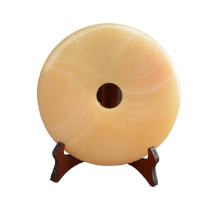 黄玛瑙玉黄玉平安扣摆件天然玉石家里摆设的装饰品客厅风水摆件