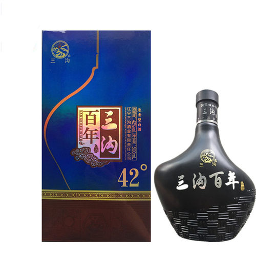 三沟白酒 纯粮酿造三沟老窖黑百年42度500mL浓香型礼盒装白酒特价