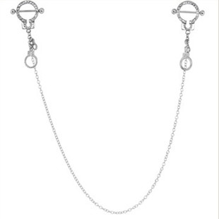 穿刺饰品手拷形316医用钢防过敏钛钢乳链/乳环/乳钉nipple ring