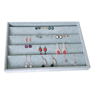 黑灰色丝绒首饰托盘耳钉手镯吊坠耳坠耳环耳线戒指项链手链收纳盘