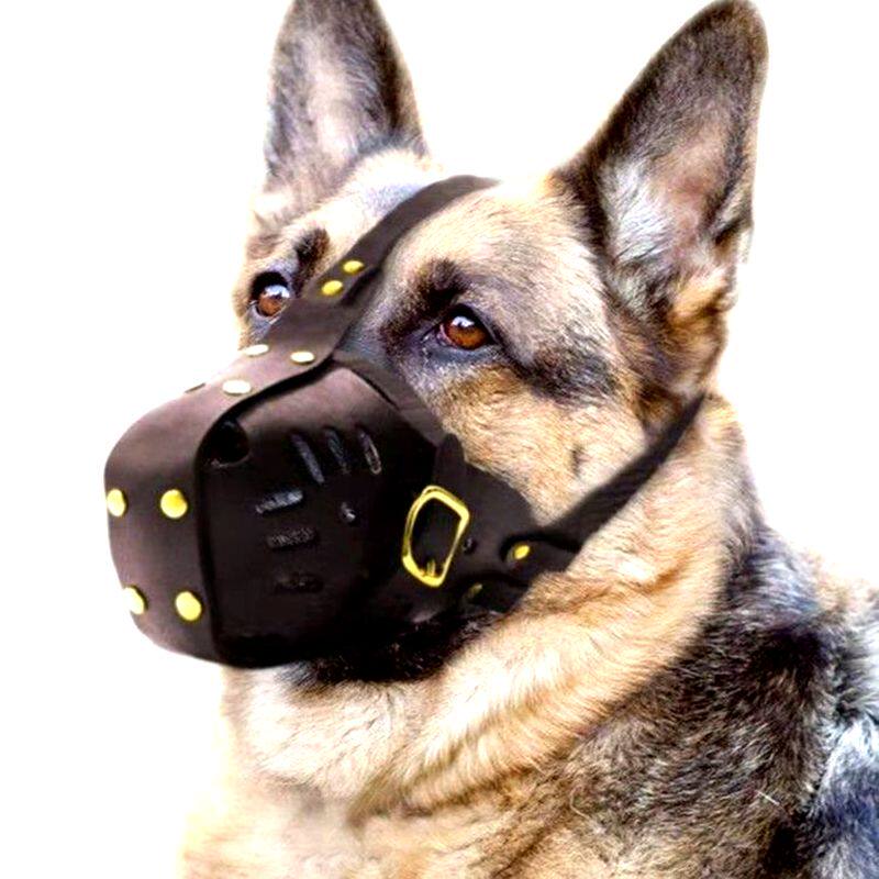 德牧战术中大型犬撞击真牛皮嘴套