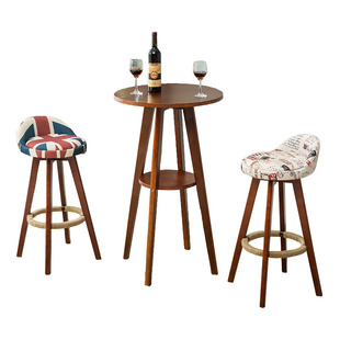 实木吧台椅子复古美式吧椅可定制旋转吧椅升降酒吧椅简约前台创意