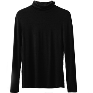 高领打底衫女长袖薄款秋冬修身2020新款紧身莫代尔T恤堆堆领秋衣