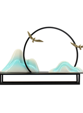 新中式风客厅办公室书柜创意装饰