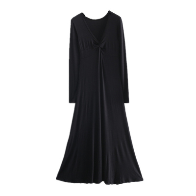 莫代尔长袖连衣裙修身长裙打底裙