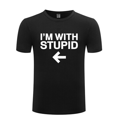 新款男式短袖T恤 I'm With Stupid 恶搞搞笑创意 厂家直销