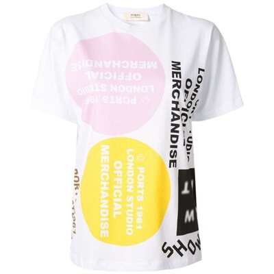 【国现】Ports1961宝姿春夏几何图案字母拼色T恤女