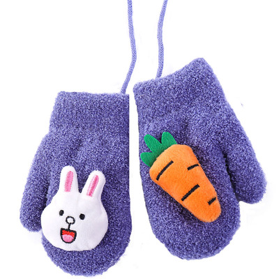 女孩3岁可爱加绒加厚儿童手套